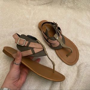 Charlotte Russe Blush Olive Green Strappy Sandals